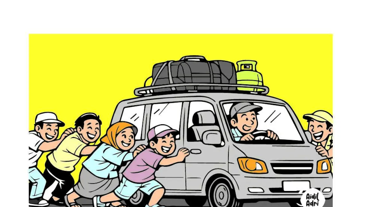 ALAMAAAK!!!Penumpang dorong mobil. (JPG)