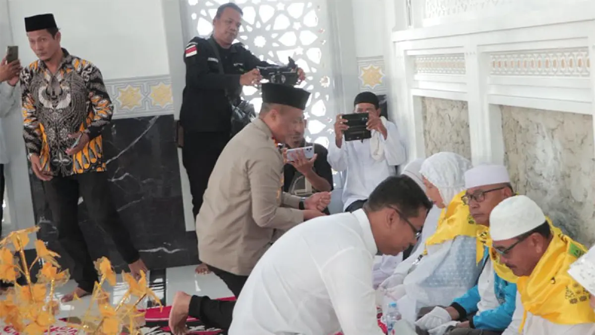 Kegiatan upah-upah JCH Palika dilaksanakan di Masjid An Nuur Panipahan, Sabtu (25/4/2026). (ISTIMEWA)&nbsp;