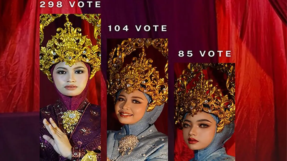 Putri Kuansing, Habibah Khairunnisa (kiri) hingga Jumat (24/4/2026) masuk tiga besar dalam ajang Duta Pariwisata Riau 2026. (Istimewa)