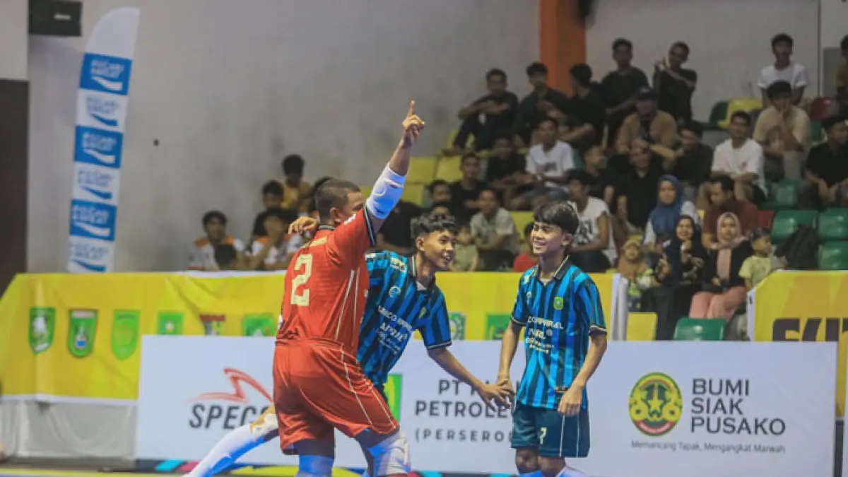 AFK Kepulauan Meranti usai menunjukkan performa luar biasa dalam AFP-Gubernur Riau Cup 2026 usai menumbangkan AFK Inhu dengan skor 5-2 pada laga perempat final, Ahad (26/4/2026) di GOR Tribuana, Pekanbaru. (Istimewa)