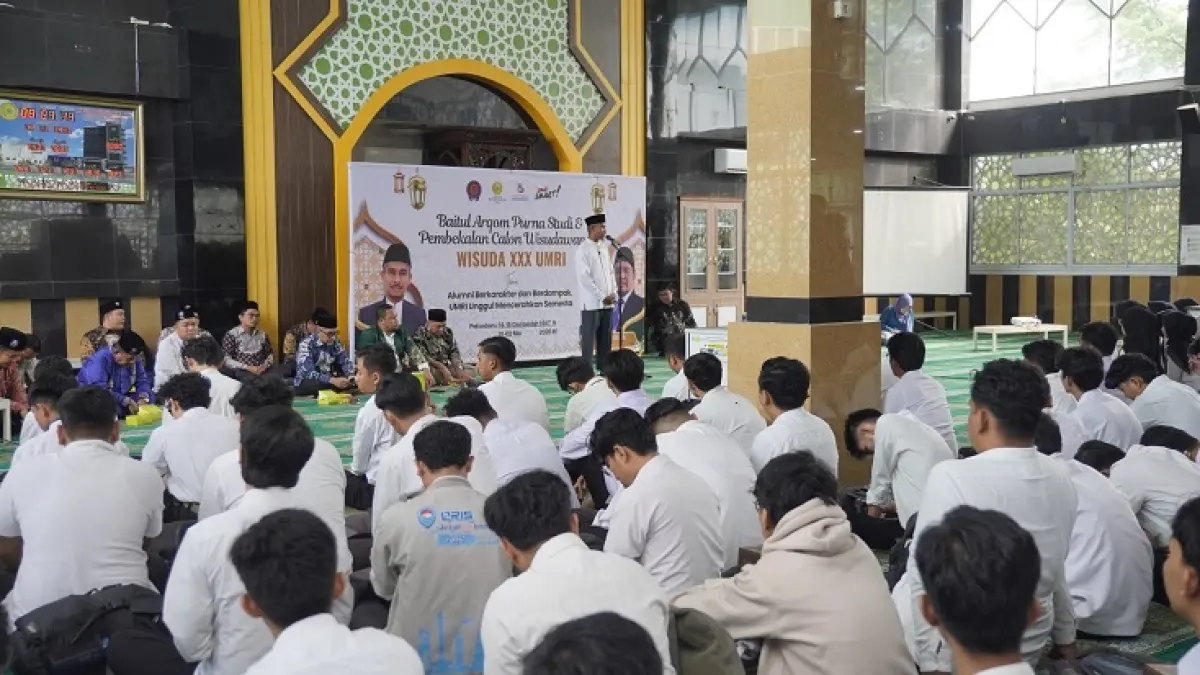 Suasana penyelenggaraan Baitul Arqom Purna Studi bagi calon wisudawan dan wisudawati Umri, Jumat (1/5/2026). (Humas Umri untuk Riau Pos)