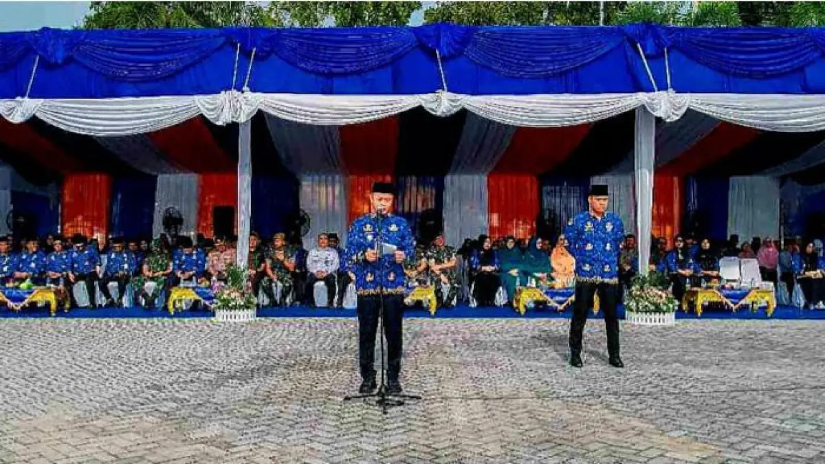 Wali Kota Pekanbaru Agung Nugroho mengikuti upacara peringatan Hari Pendidikan Nasional, Senin (4/5/2026). (Istimewa)