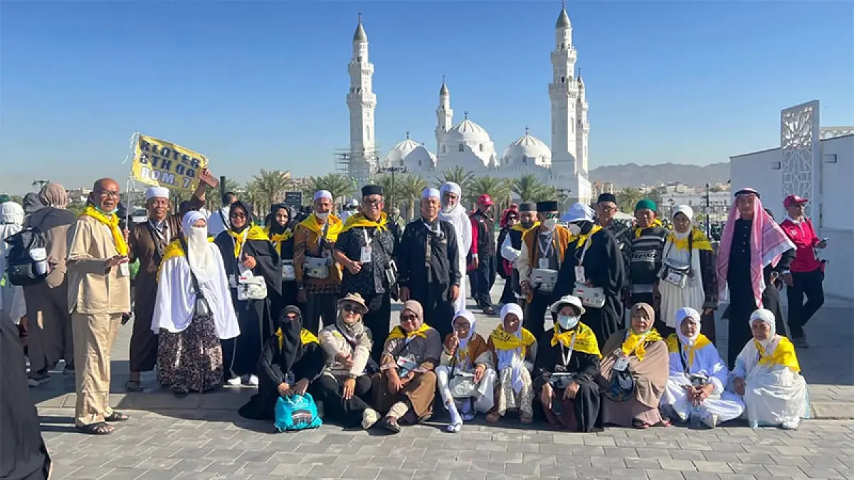 Aktivitas sebagian JCH Rohil yang berada di Madinah, baru-baru ini. (Kemenhaj Rohil).