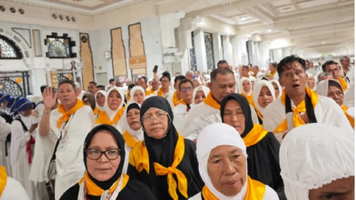 Jemaah calon haji Kabupaten Kampar yang tergabung dalam Kloter 05 tiba di Kota Suci Makkah, Arab Saudi, Rabu (6/5/2026). (Petugas Haji Untuk Raupos.co)