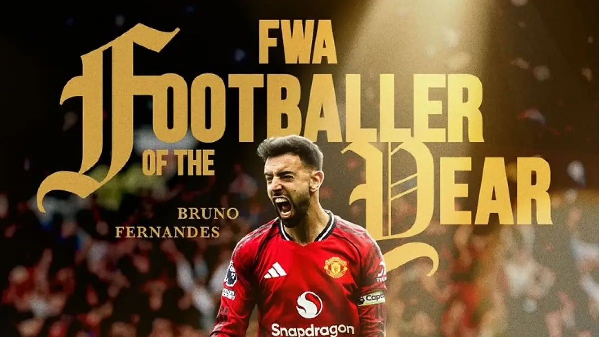 Kapten Manchester United Bruno Fernandes memenangkan penghargaan Pemain Terbaik FWA. (Instagram @brunofernandes8)