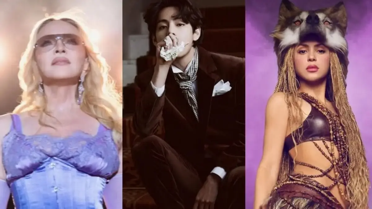 Madonna, V BTS dan Shakira (Instagram @madonna, @thv dan @shakira)
