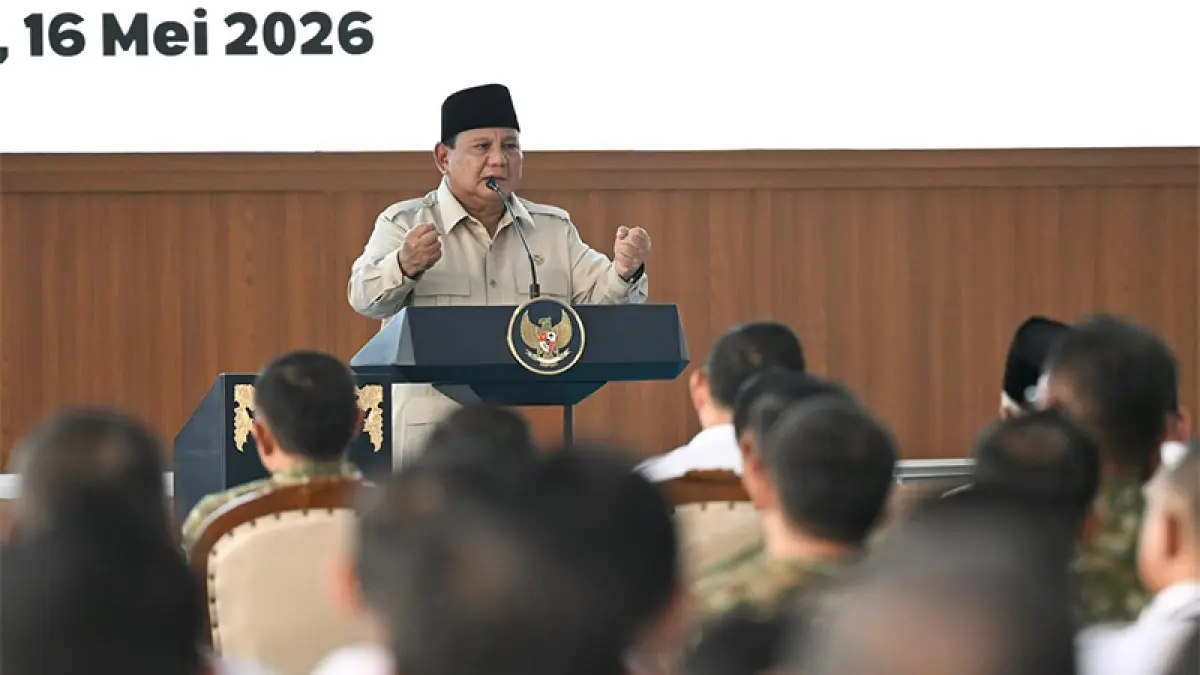 Presiden Prabowo Subianto saat peresmian operasionalisasi 1.061 Koperasi Desa dan Kelurahan Merah Putih (KDKMP) di Nganjuk, Jawa Timur, Sabtu (16/5/2026). (ISTIMEWA)
