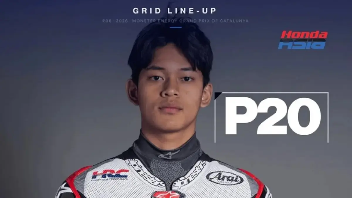 Veda Ega Pratama akan memulai balapan Moto3 Catalunya 2026 dari posisi ke-20 usai gagal menembus sesi Q2 di Barcelona. (Dok. Honda Team Asia)