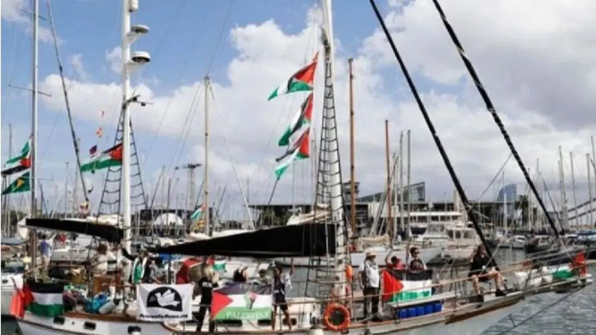Ilustrasi kapal Global Sumud Flotilla dicegat Israel di Laut Mediterania. (Instagram) 