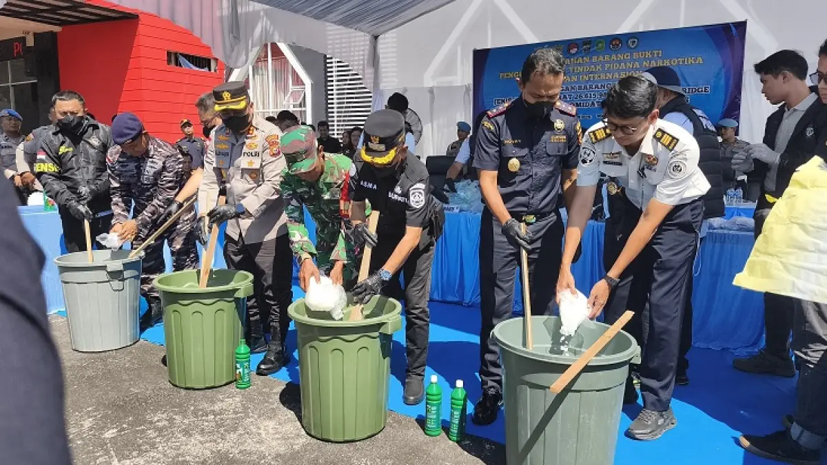 Polres Kepulauan Meranti telah memusnahkan barang bukti sabu dalam jumlah besar, Selasa (19/5/2026) siang. (Polres Meranti)