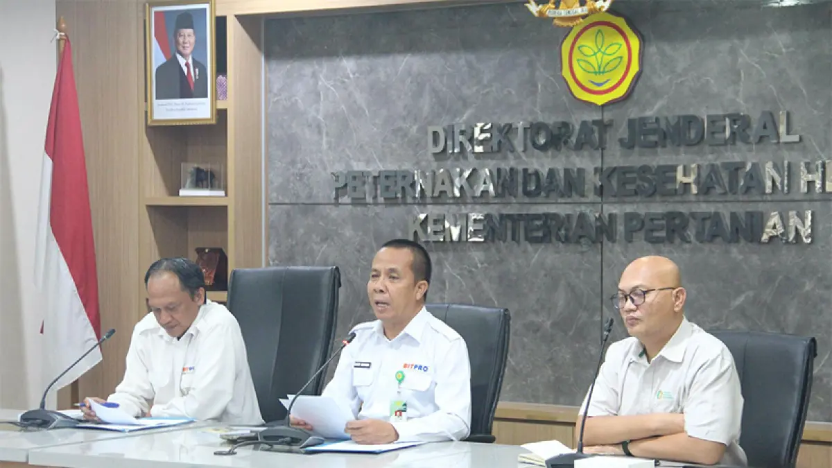 Pejabat Kementan memimpin rapat Koordinasi Stabilisasi Perunggasan Nasional di Kantor Kementerian Pertanian Jakarta, Senin (19/5/2026). (Istimewa)
