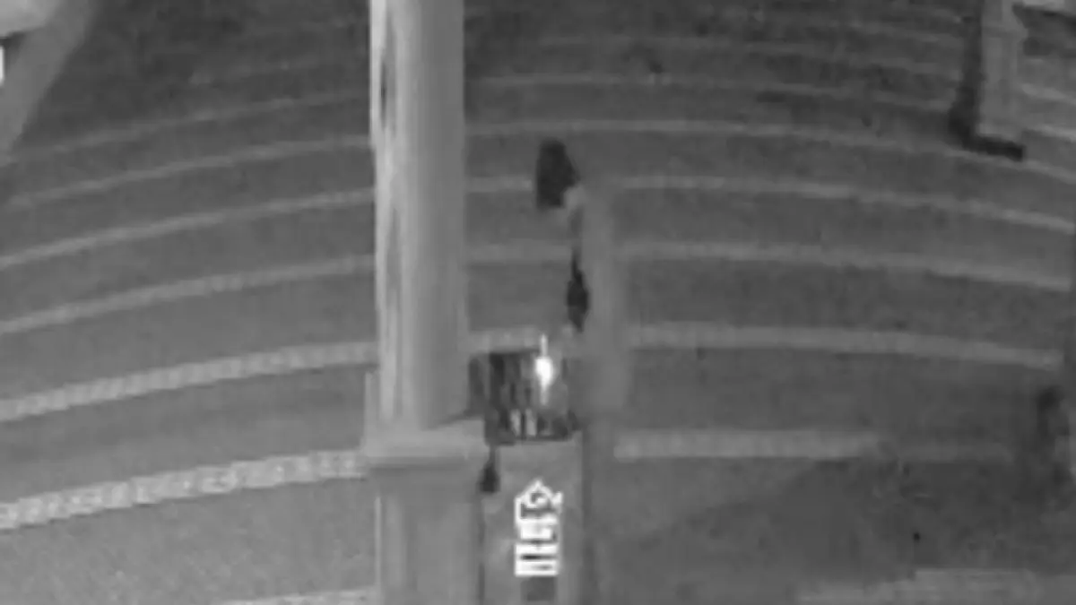 Tangkapan layar CCTV terlihat pelaku pencurian kotak amal di Masjid Raya Nurul Iman Kelurahan Pematang Reba Kecamatan Rengat Barat, Kamis (21/5/2026). (Istimewa)