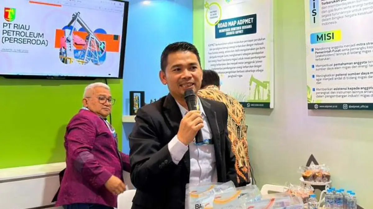 Direktur PT Riau Petroleum, Husnul Kausarian, saat berbicara dalam Indonesian Petroleum Association (IPA) Convec 2026 di di Gedung ICE BSD, Tangerang, Banten, Jumat (22/5/2026).(RIAU PETROLEUM FOR RIAUPOS.CO)