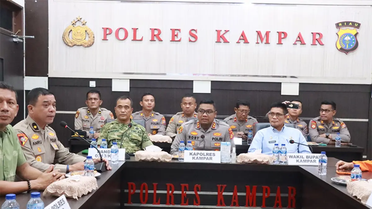 Polres Kampar menggelar Rakor Kesiapan Apel Akbar Karhutla di Ruang Data Mapolres Kampar, Jumat (22/5/2026). Diskominfo untuk Riaupos.co
