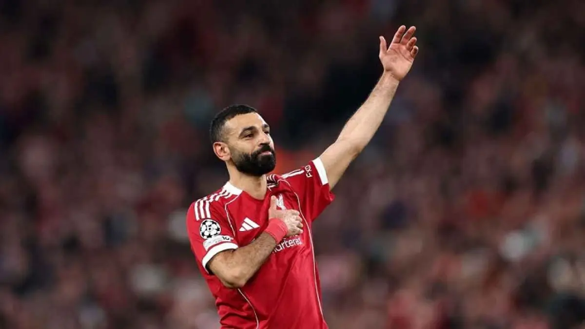 Mohamed Salah akan memainkan pertandingan terakhirnya untuk Liverpool pada hari Ahad. (Alex Pantling - UEFA/UEFA via Getty Images)