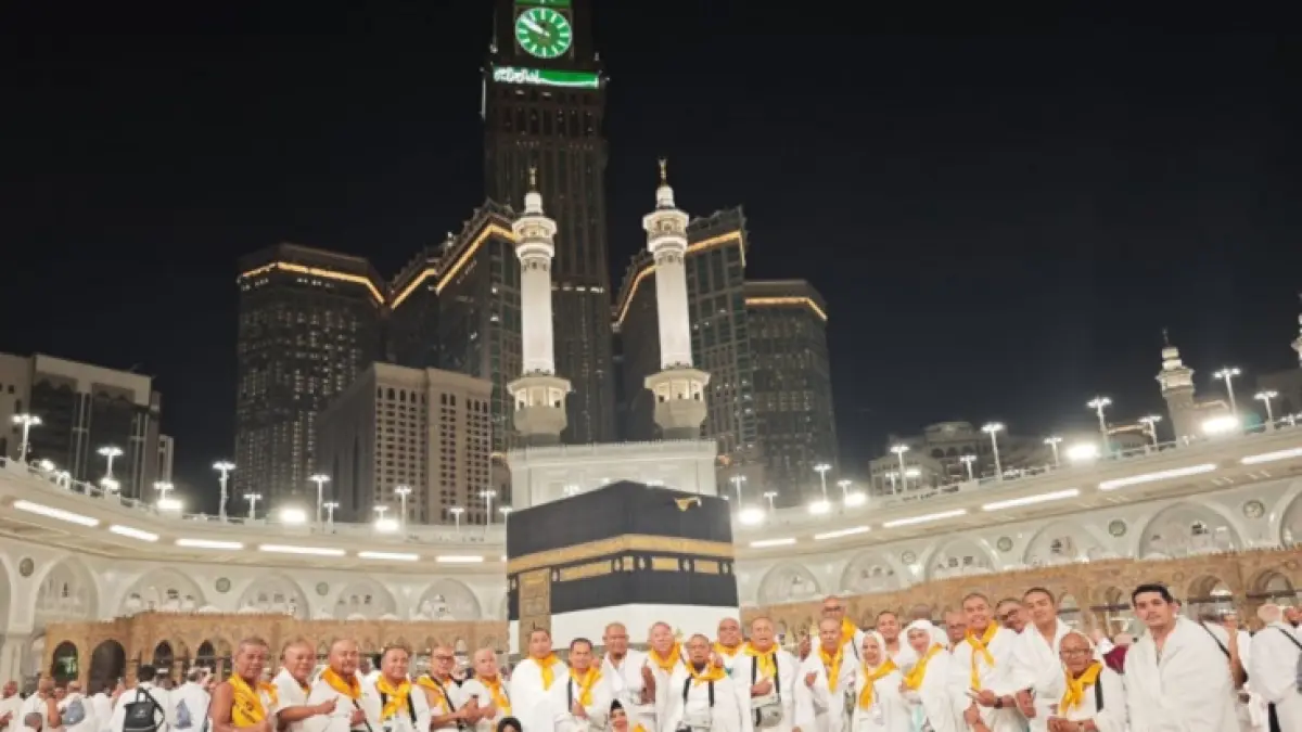 Jemaah calon haji Kabupaten Kampar mulai bergerak menuju Arafah pada Senin (25/5/2026).(Petugas haji untuk Riaupos.co)
