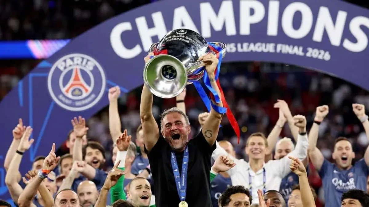 Luis Enrique memenangkan Liga Champions untuk ketiga kalinya. (Carl Recine/Getty Images)