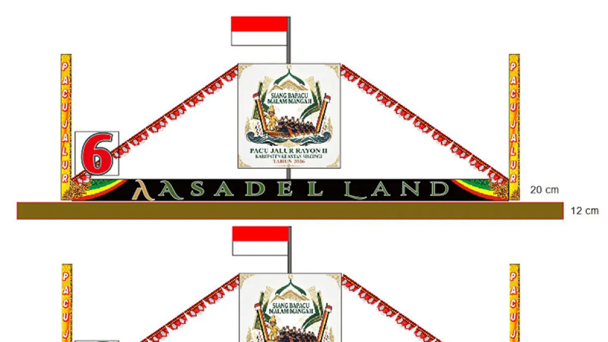 Desain pancang pemisah pacu jalur Rayon II, 27-29 Juni 2026 di Tepian Narosa Teluk Kuantan. (Istimewa)