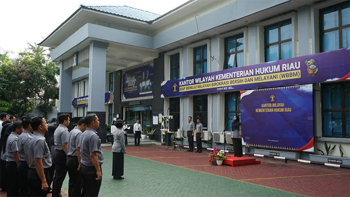 Apel pagi di lingkungan Kanwil Kemenkum Riau pada Senin (8/6/2026). Ft Humas Kanwil Kemenkum Riau