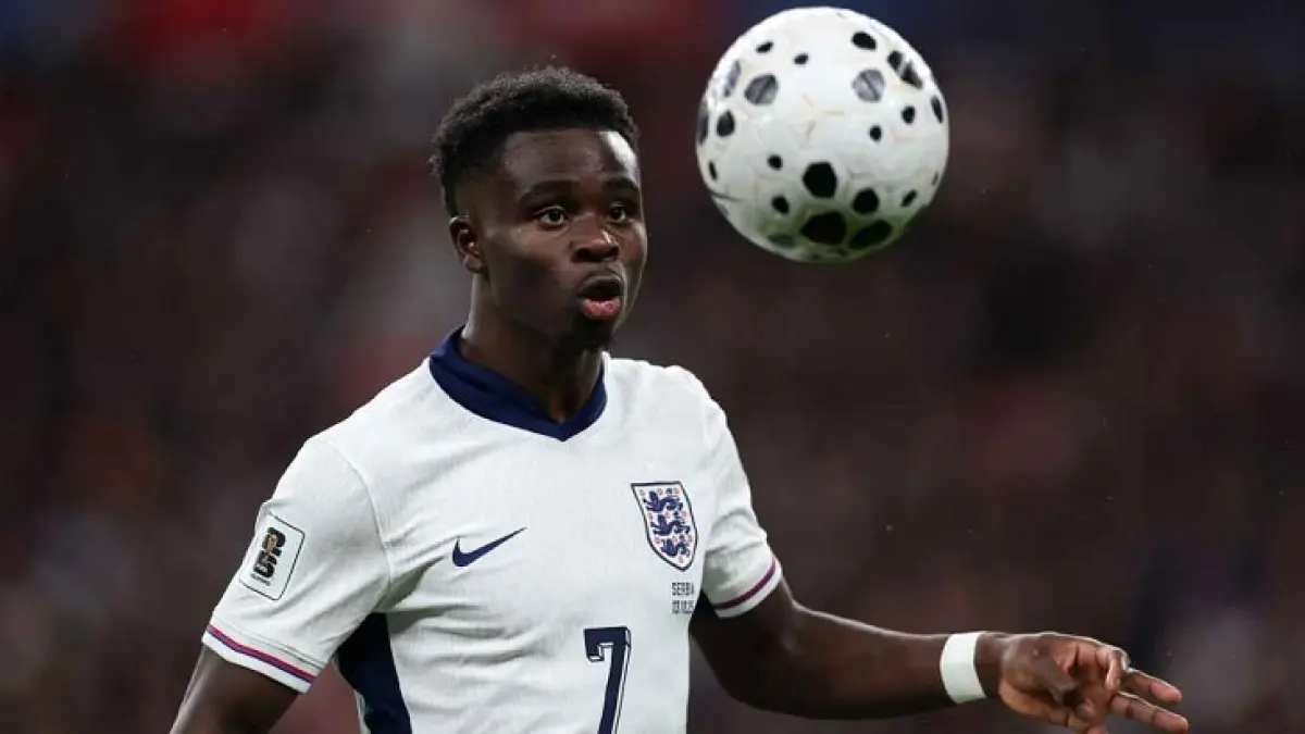 Thomas Tuchel mengatakan Bukayo Saka mengalami masalah cedera di kamp pelatihan Inggris pada Maret lalu.(Justin Setterfield/Getty Images)
