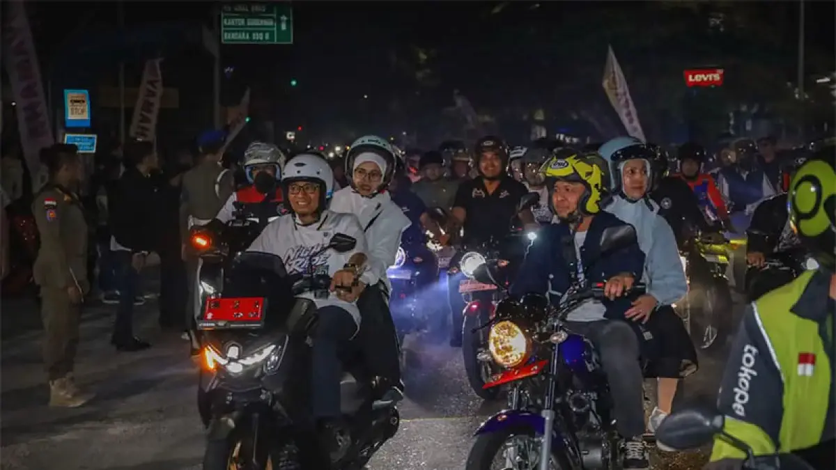 Wako Pekanbaru Agung Nugroho bersama Wawako dan ribuan warga menggelar Night Ride 2026, Sabtu (13/6/2026) malam. (ISTIMEWA)