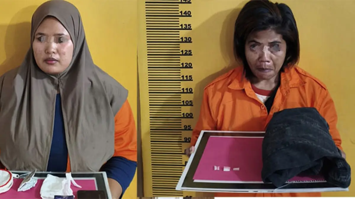 Dua wanita diamankan Polsek Rengat Barat yang diduga terlibat penyalahgunaan narkoba, Senin (15/6/2026). (Humas Polres Inhu)