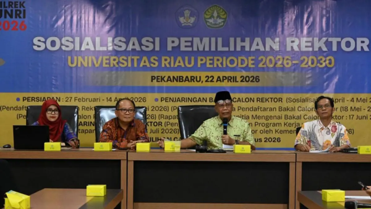 Senat Unri resmi menetapkan delapan bakal calon Rektor Universitas Riau Periode 2026-2030, di Rektorat Unri, pada Rabu (17/6/2026). (Humas Unri untuk Riaupos.co)