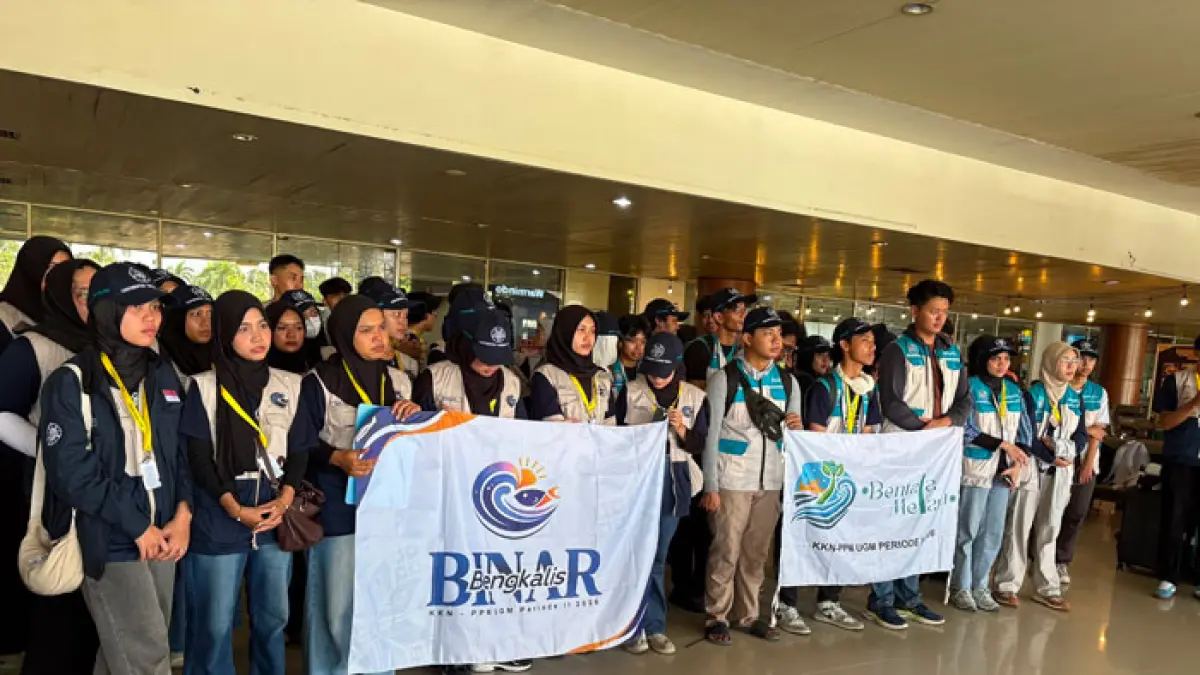 Mahasiswa KKN UGM saya tiba di Provinsi Riau dan disambut oleh KAGAMA Riau, Ahad (21/6/2026). (KAGAMA Riau untuk Riaupos.co)