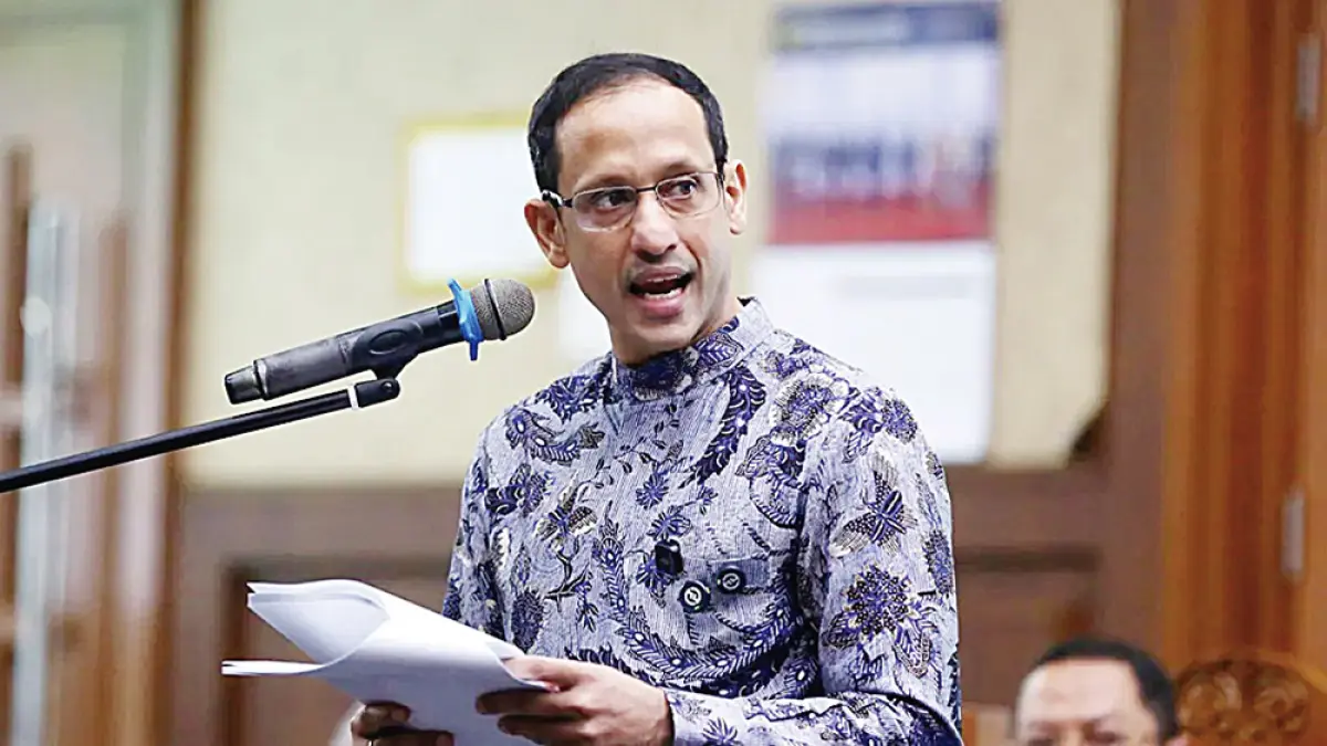 Mantan Mendikbudristek Nadiem Makarim membacakan duplik atau tanggapan atas replik JPU Kejaksaan Agung di Pengadilan Tipikor pada Pengadilan Negeri Jakarta Pusat, Selasa (23/6/2026). (JPG)