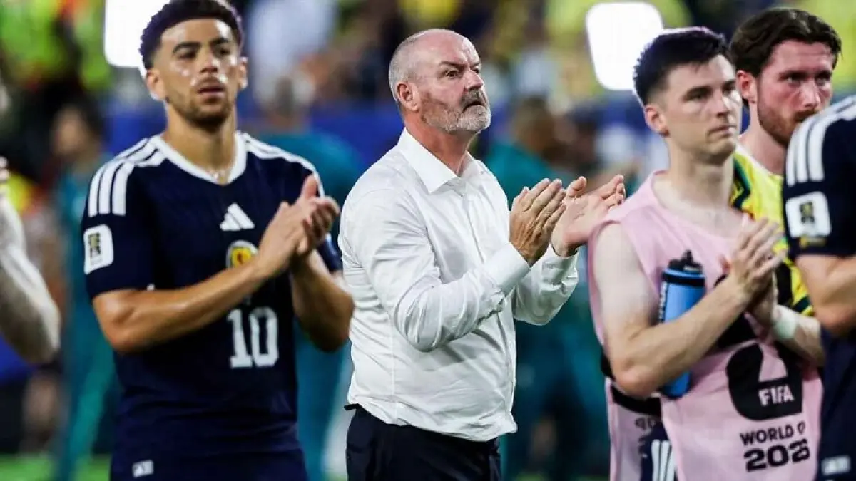 Pelatih kepala Skotlandia Steve Clarke pesimis tentang peluang timnya untuk melaju di Piala Dunia. (Craig Williamson/SNS Group via Getty Images)
