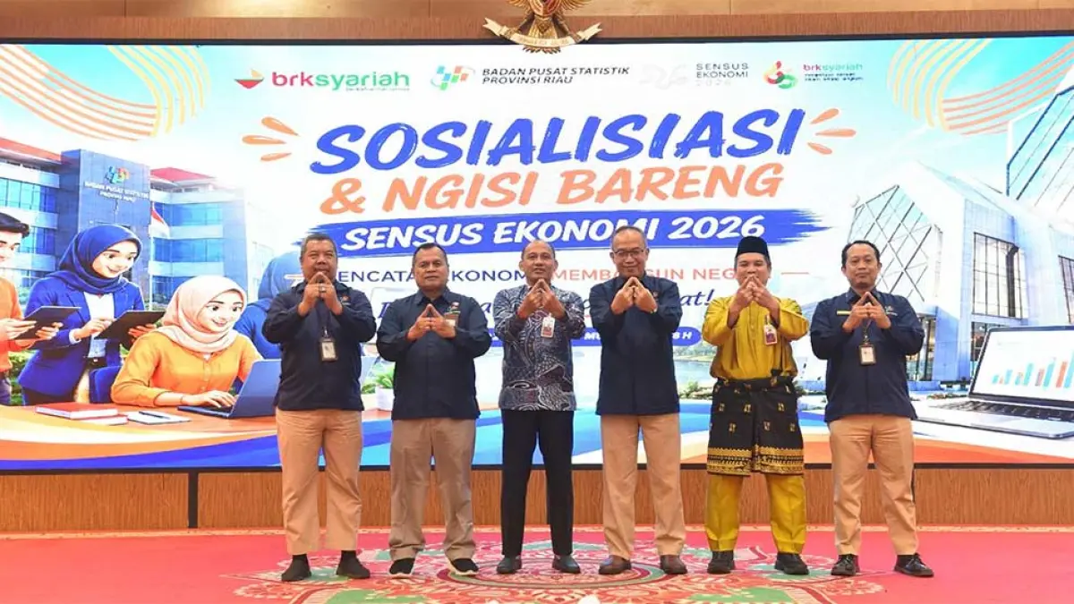 Sosialisasi Sensus Ekonomi  2026 di Ballroom Menara Dang Merdu BRK Syariah, Senin (22/6/2026).