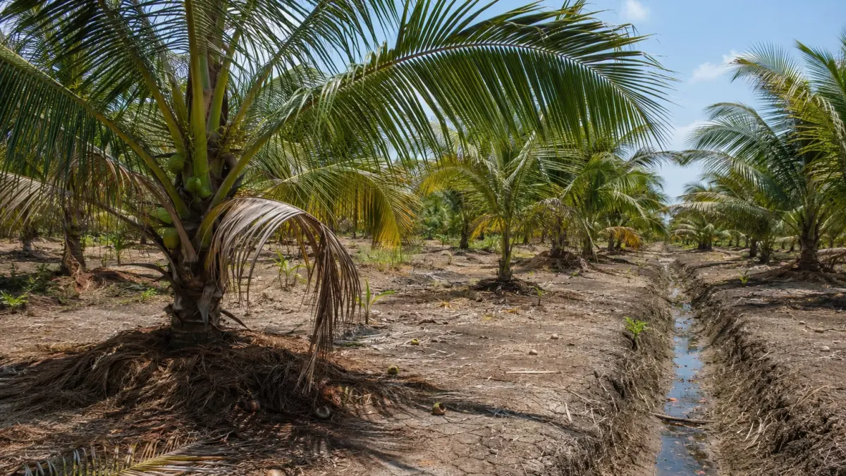 Perkebunan kelapa milik masyarakat di Kabupaten Indragiri Hilir, Riau.(DOK.RIAUPOS.CO)