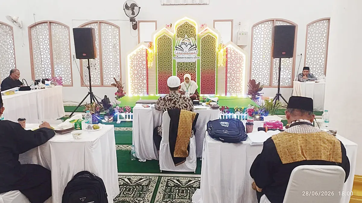 Cabang Lomba Hadist Nabi 100 dan 500 yang dilaksanakan di Masjid Baitul Hamdi Sungai Jering, Ahad (28/6/2026). (DESRIANDI CANDRA/RIAU POS)