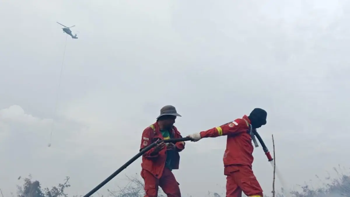 Tim Manggala Agni melakukan pemadaman Karhutla di Inhu. (Manggala Agni untuk Riaupos.co)