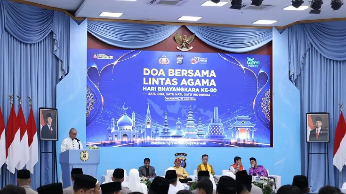 Kegiatan Doa Lintas Agama di Markas Polda Riau, Selasa (30/6/2026).(POLDA RIAU UNTUK RIAUPOS.CO)