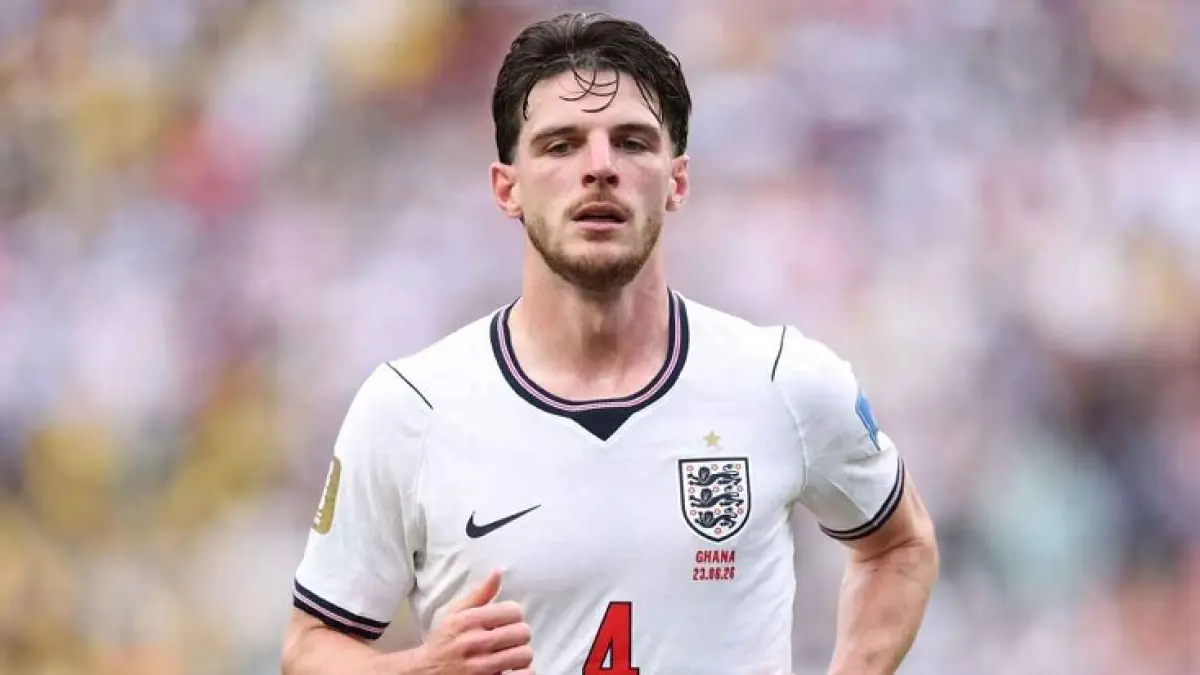 Declan Rice mengatakan Timnas Inggris siap untuk kemungkinan adu penalti menghadapi tim Republik Demokrati Kongo di 32 besar Piala Dunia. (Justin Setterfield/Getty Images)