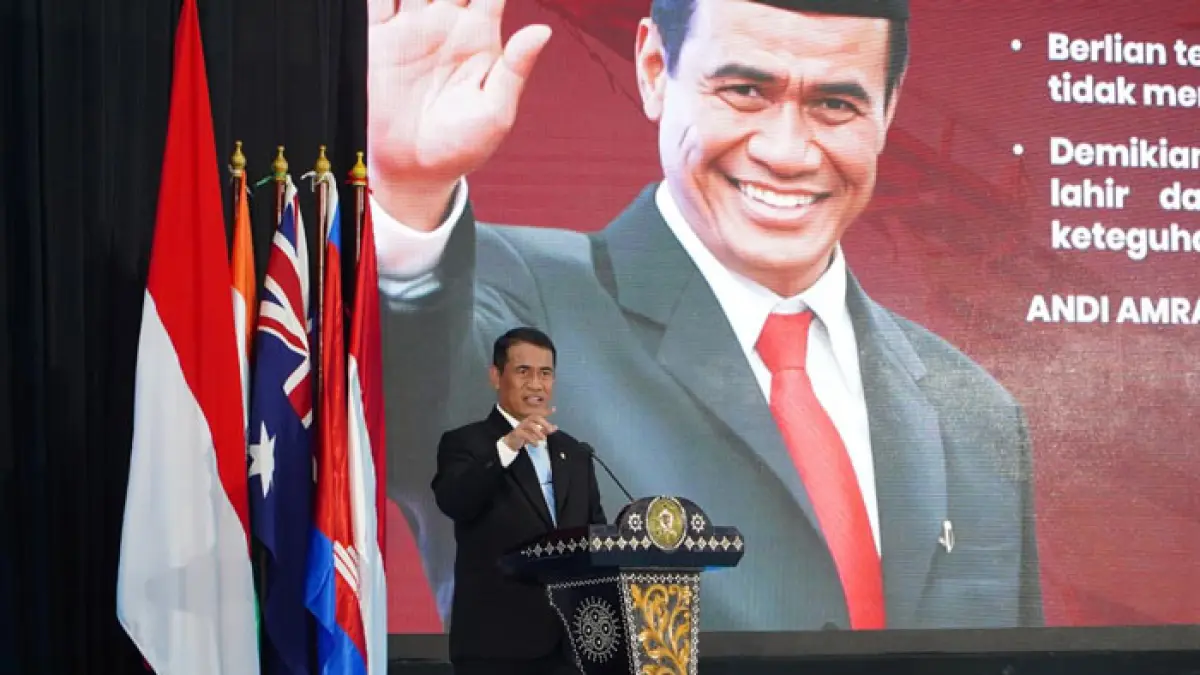 Mentan Andi Amran Sulaiman saat menjadi pembicara Seminar Nasional Lemhanas RI bertema Membangun Kedaulatan Pangan Nasional Melalui Tata Kelola, Inovasi Teknologi Pertanian, dan Human Capital dalam Rangka Menghadapi Dinamika Geopolitik Global di Jakarta, Kamis (2/7/2026).(Istimewa)