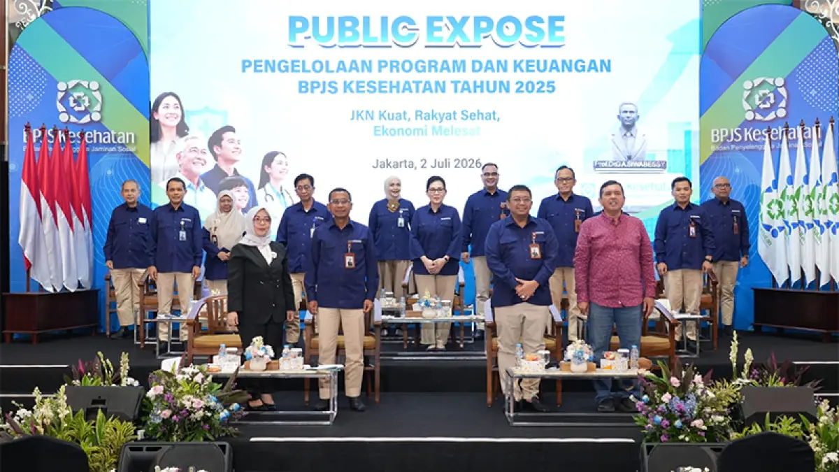 Dirut BPJS Kesehatan Prihati Pujowaskito menjelaskan capaian BPJS dalam Public Expose Laporan Pengelolaan Program dan Laporan Keuangan secara daring, Kamis (2/7/2026). (Istimewa)
