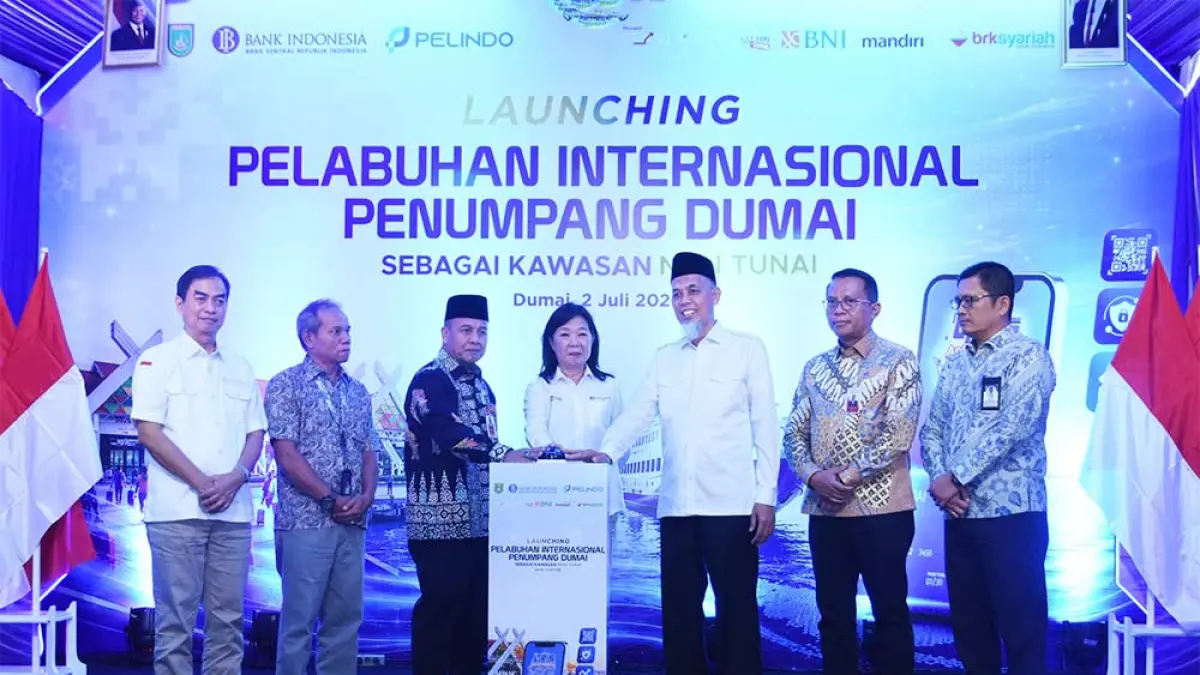 Launching Pelabuhan Internasional Penumpang Dumai sebagai Kawasan Pelabuhan Non Tunai, Kamis (2/7/2026).