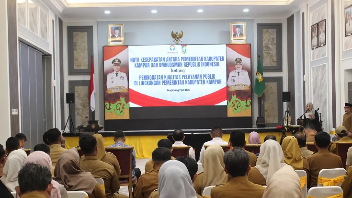 Ombudsman Republik Indonesia memperkuat sinergi pengawasan pelayanan publik di Kabupaten Kampar, Selasa (7/7/2026). (Ombudsman RI)