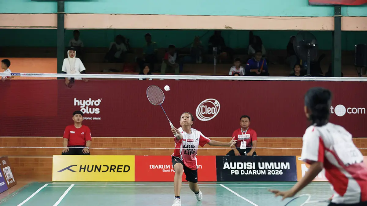 Peserta saat mengikuti Audisi Umum PB Djarum 2026 di GOR Angkasa Pekanbaru, Rabu (8/7/2026). Audisi kali ini diikuti 306 peserta dari Pulau Sumatera dan Jawa. (Humas PB Djarum&nbsp; untuk Riau Pos)