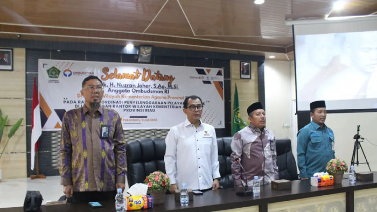 Kanwil Kementerian Agama (Kemenag) Provinsi Riau menggandeng Ombudsman RI untuk memperkuat kualitas pelayanan publik di lingkungan Kementerian Agama. (Istimewa)