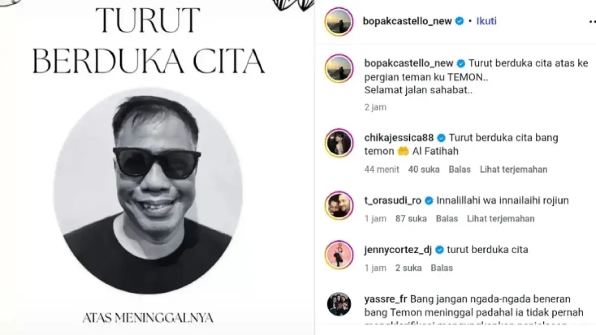 Komedian Temon Templar meninggal dunia. (Instagram: bopakcastello_new)&nbsp;