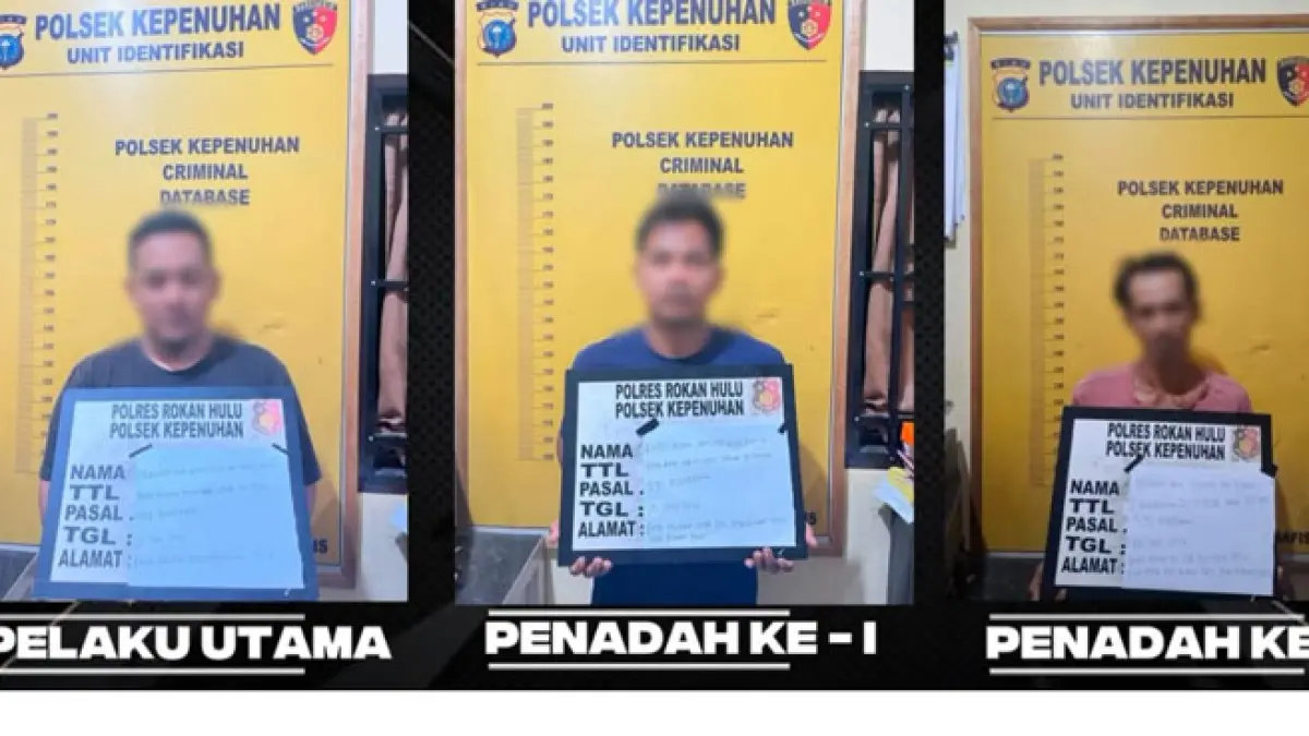 Tersangka curanmor berinisial M dan dua penadah berinisial R dan S berhasil diamankan penyidik Polsek Kepenuhan, Sabtu (11/7/2026). (Polsek Kepenuhan untuk Riaupos.co)