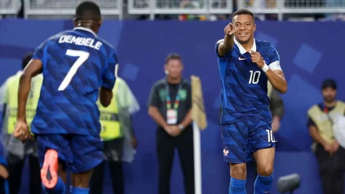 Kylian Mbappe dan Ousmane Dembele telah berkontribusi dalam 13 dari 16 gol Prancis di Piala Dunia 2026. (Jean Catuffe/Getty Images)