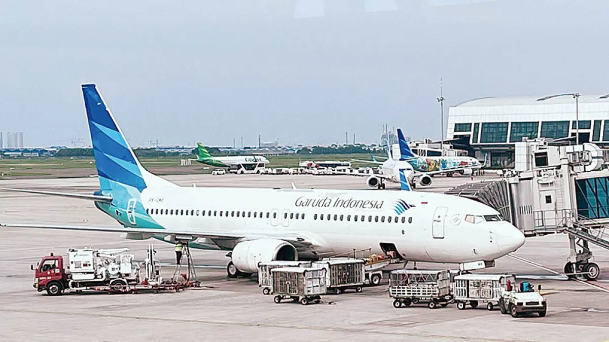 Pesawat Garuda Indonesia saat parkir di Bandara Internasional Soekarno-Hatta, Jakarta, beberapa waktu lalu.(siti azura/riau pos)