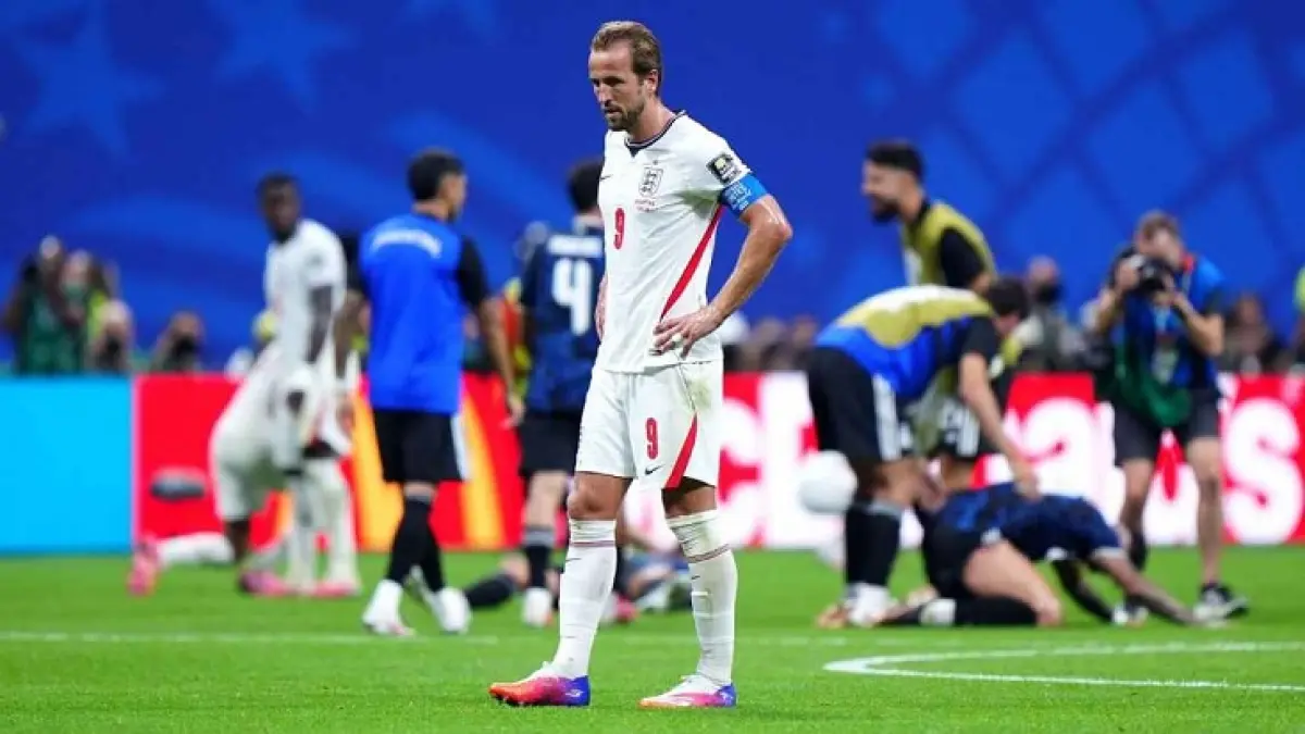 Kekalahan 2-1 dari Argentina di semifinal PIala Dunia 2026 adalah kekecewaan bagi Harry Kane di turnamen besar keenamnya bersama Inggris. (Bradley Collyer/PA Images via Getty Images)