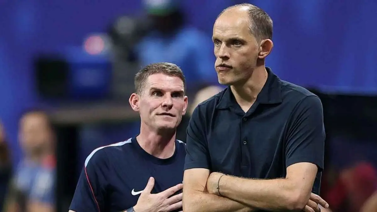 Thomas Tuchel menyaksikan tim Inggrisnya kehilangan keunggulan di menit-menit akhir dan kalah dari Argentina di semifinal Piala Dunia. (Justin Setterfield/Getty Images)