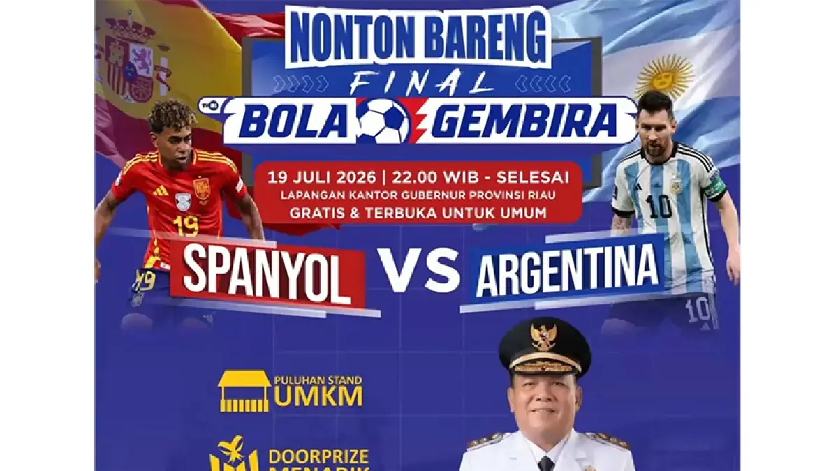 Selebaran nobar Piala Dunia 2026 di halaman Kantor Gubernur Riau. (Istimewa)