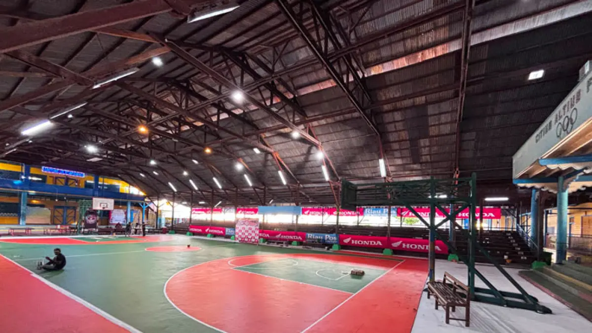 Venue atau lapangan basket Yayasan Perguruan Wahidin, Jalan Pahlawan, Bagansiapiapi yang akan menjadi tempat pelaksanaan Riau Pos-HSBL 2026. (Tim HSBL untuk Riaupos.co)